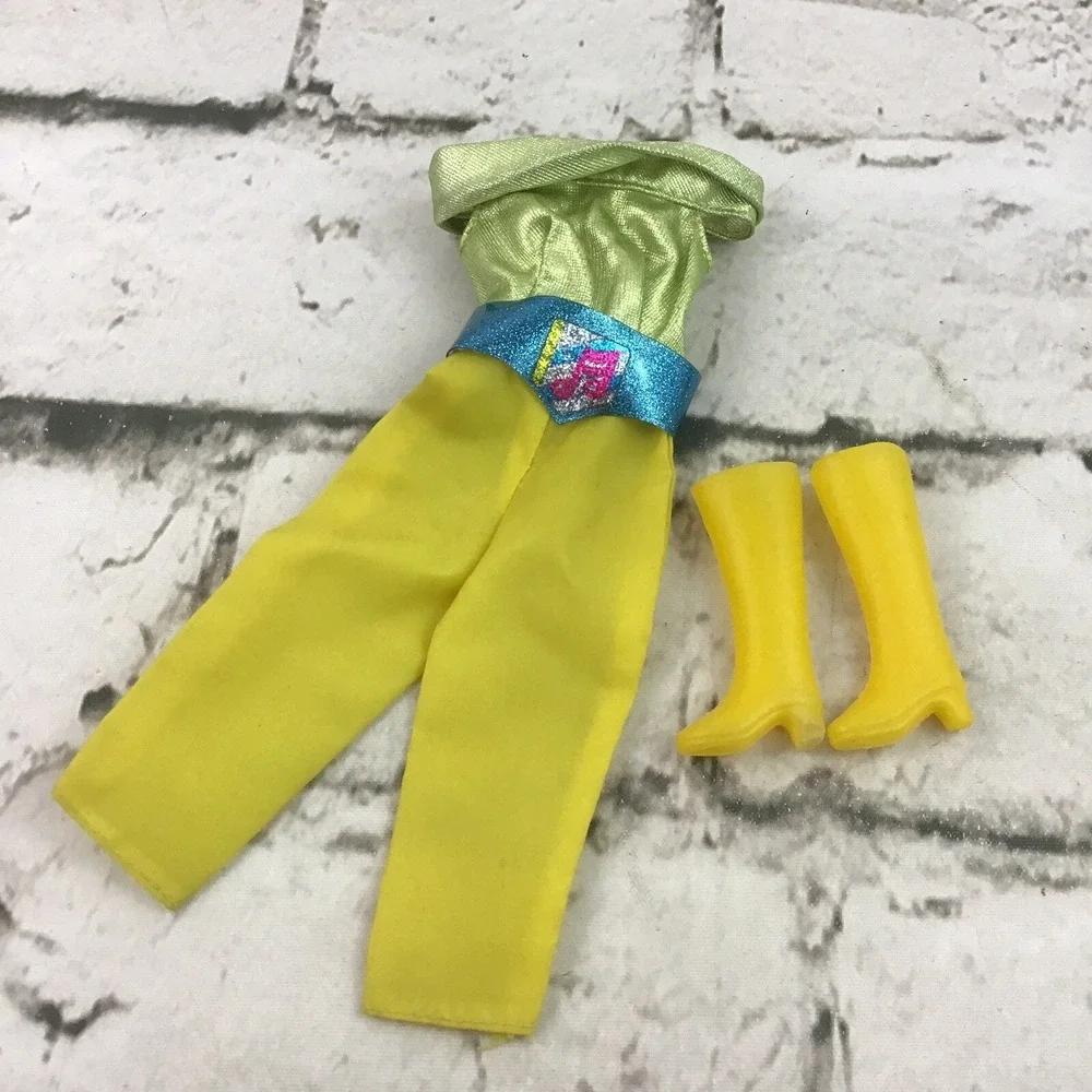 Vintage Barbie Fashion Doll Clothes Pop Star Outfit Pantsuit With Yellow Boots‎